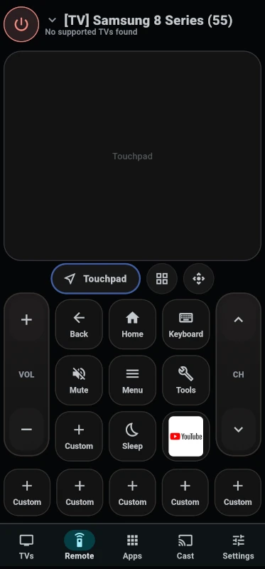 Custom Samsung TV remote layout